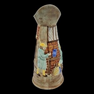 Vintage HJ Wood Ltd Burslem England Tavern Scene Ewer Pitcher Jug Handpainted